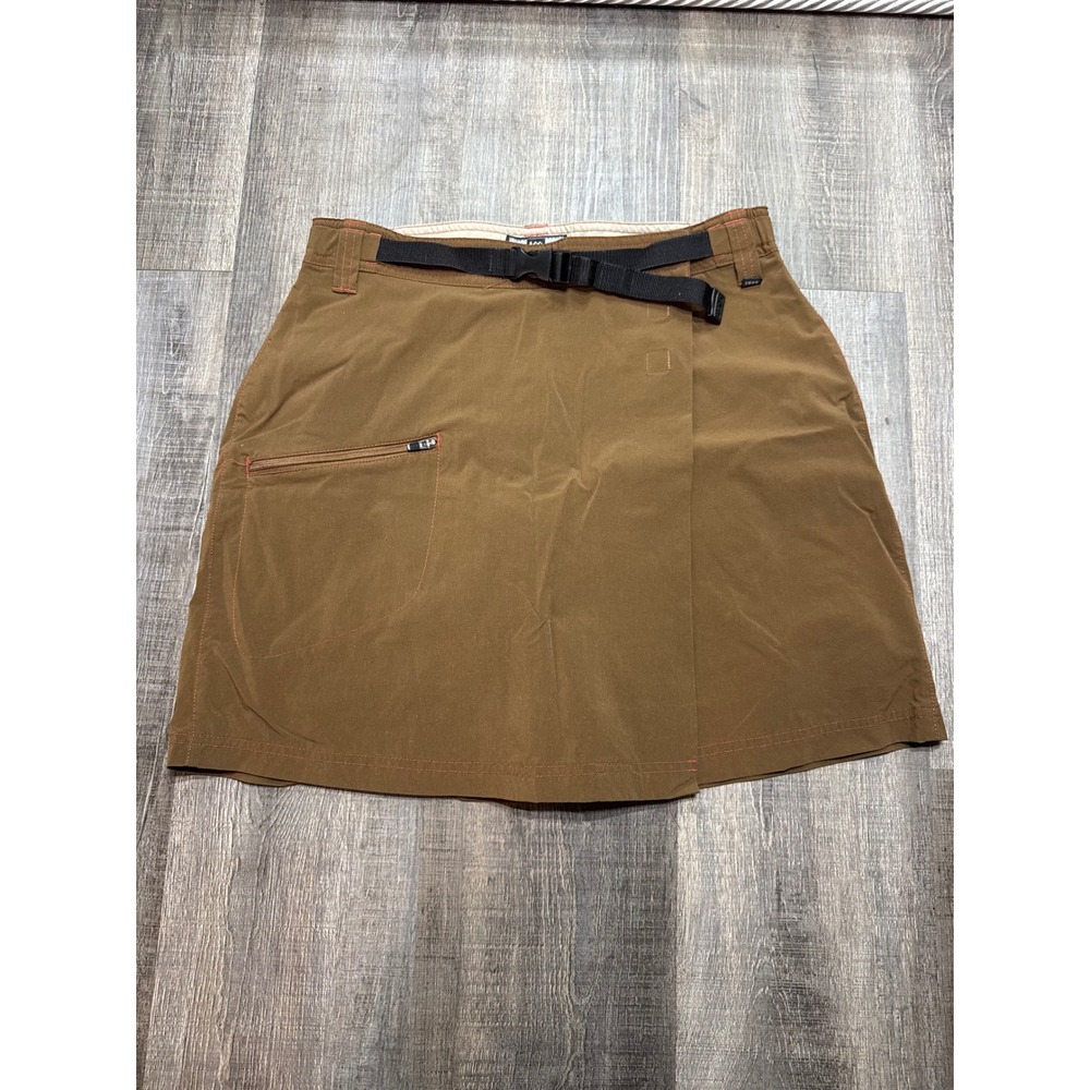 REI Co-op Womens Brown Hiking Skort Size 6 UPF 30 Nylon Blend Belted Skirt